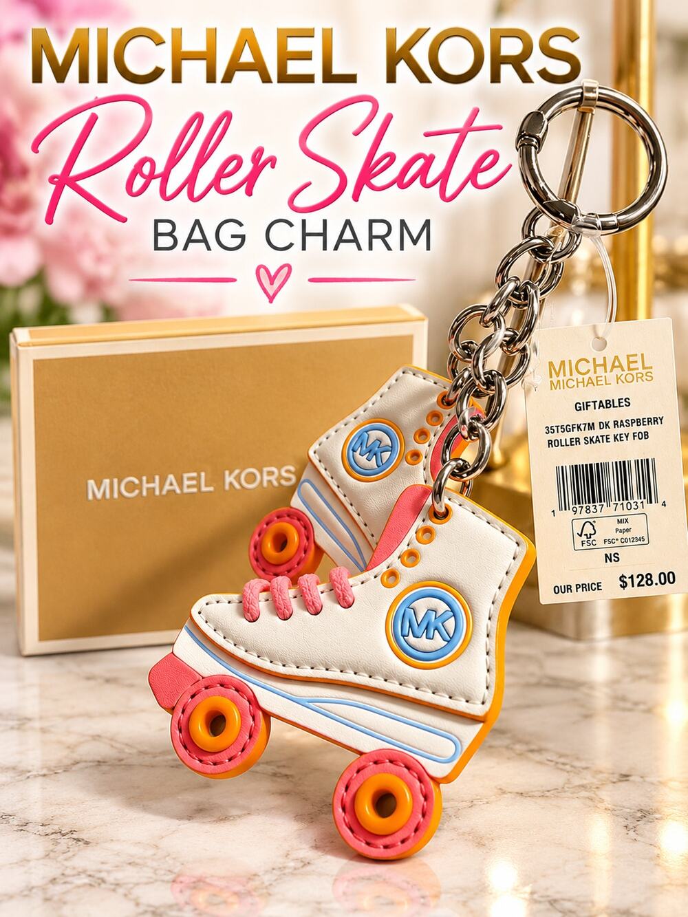 Michael Kors $128 Roller Skate Bag Charm NWT